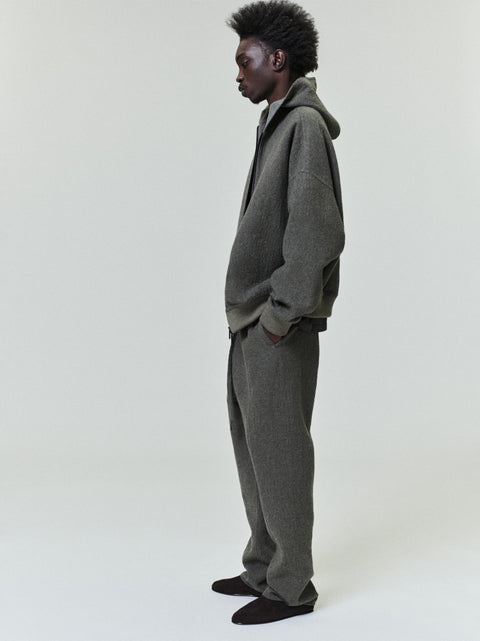 Textured Wool Zip Up Hoodie