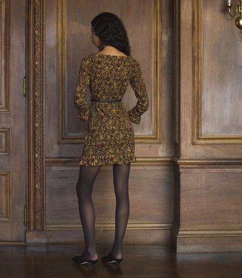 CECILLIA DRESS -- NOIR RÊVE DES JARDINS