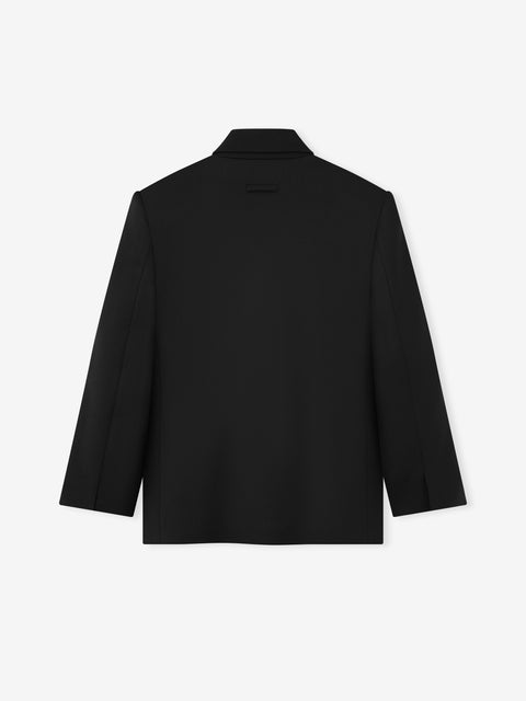 Satin Wool Double Breasted Blazer