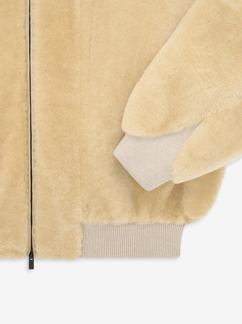 Shearling Hooded Bomber