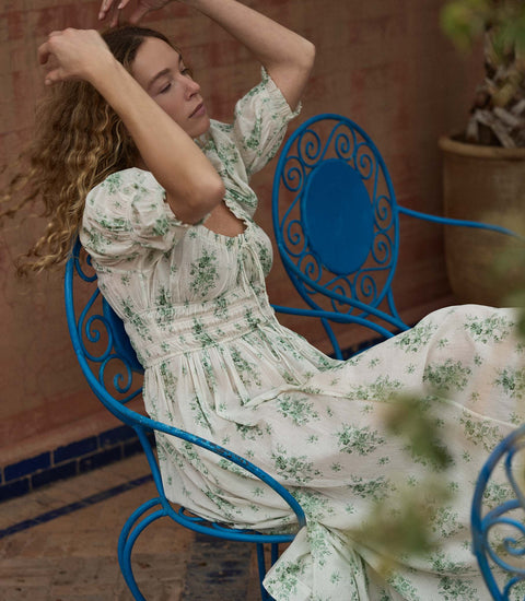 ISCHIA DRESS -- VERT PETIT BOUQUET DE CHAMONIX