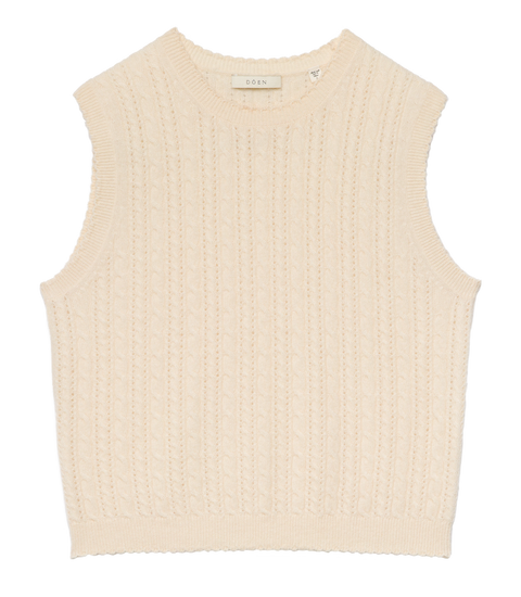LOUDEN CASHMERE CABLE TOP -- DOGWOOD