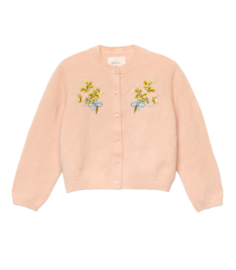 PETIT GARDENIA CASHMERE CARDIGAN -- LIGHT PEACH SORBET