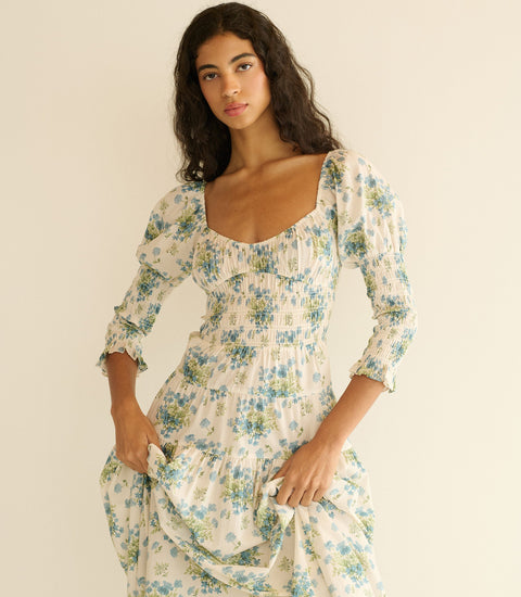 SERAPHINA DRESS -- CRÈME LANTANA FLORAL