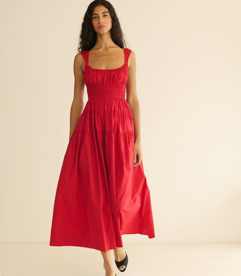 CLOVER DRESS -- DEEP TOMATO