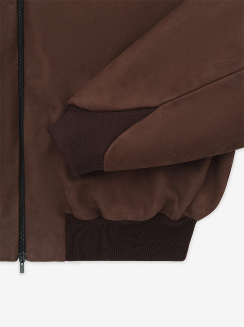 Leather Hooded Bomber