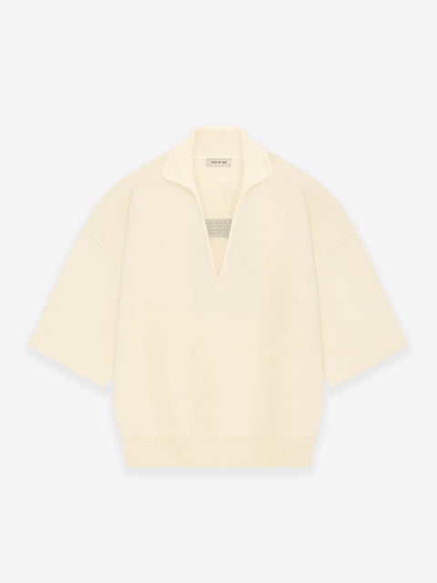 Wool 3/4 Sleeve Polo Sweater