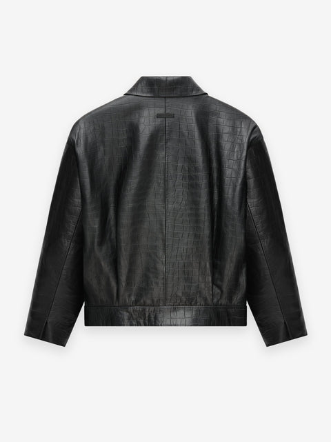 Crocodile Embossed Leather Jacket