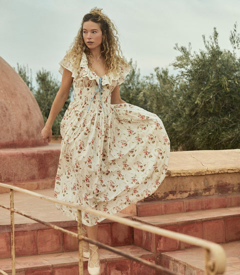 ILLIANA DRESS -- BLANC PRAIRIE ROSE