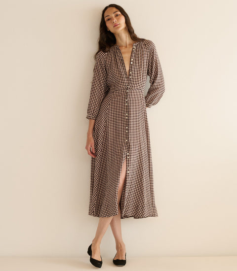 MADELAINE DRESS -- DELPHINE PLAID