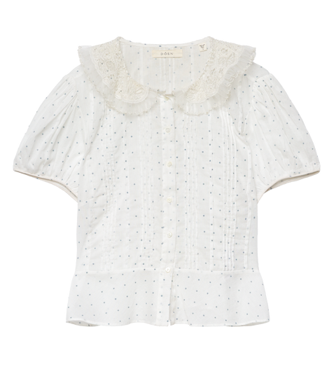 OLETA TOP -- SALT FLOCK DOT