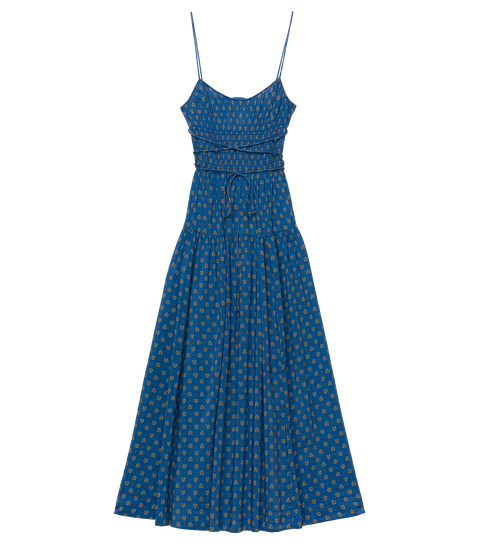 SAFIA DRESS -- SANTORINI BLUE CADIZ FOULARD