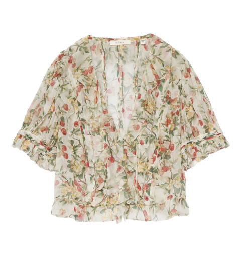 SALONA TOP -- CERISE ET FLEUR