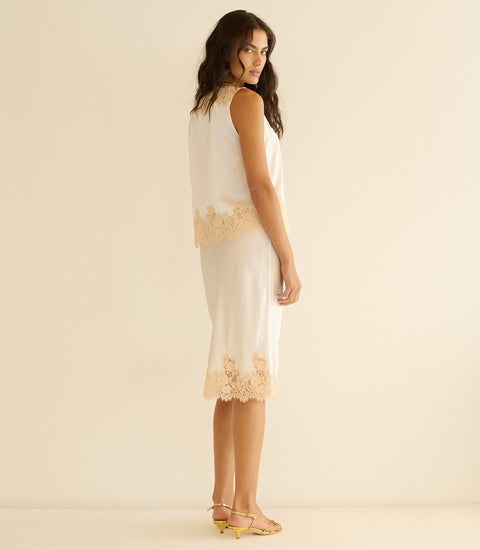 VIVIANE TOP -- SALT AND PEACH LACE